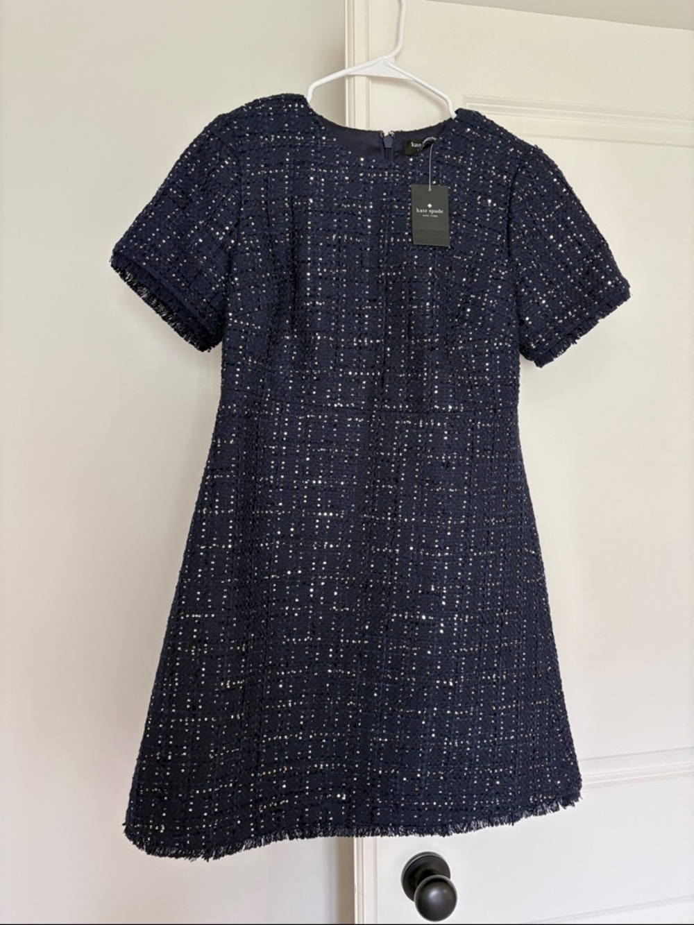 kate spade Navy Tweed A-Line Dress with Metallic Detail